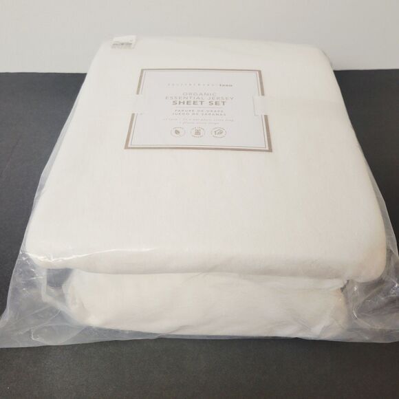 NWT Pottery Barn Teen Certified Organic Essential Jersey White XL Twin Sheet Set - Picture 1 of 6